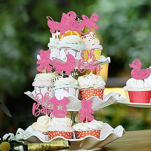 Miniatura 94 de 1 pieza de decoración de pastel Oh Baby Shower con purpurina para baby shower, bautismo, revelación de género de bebé, decoración de pastel