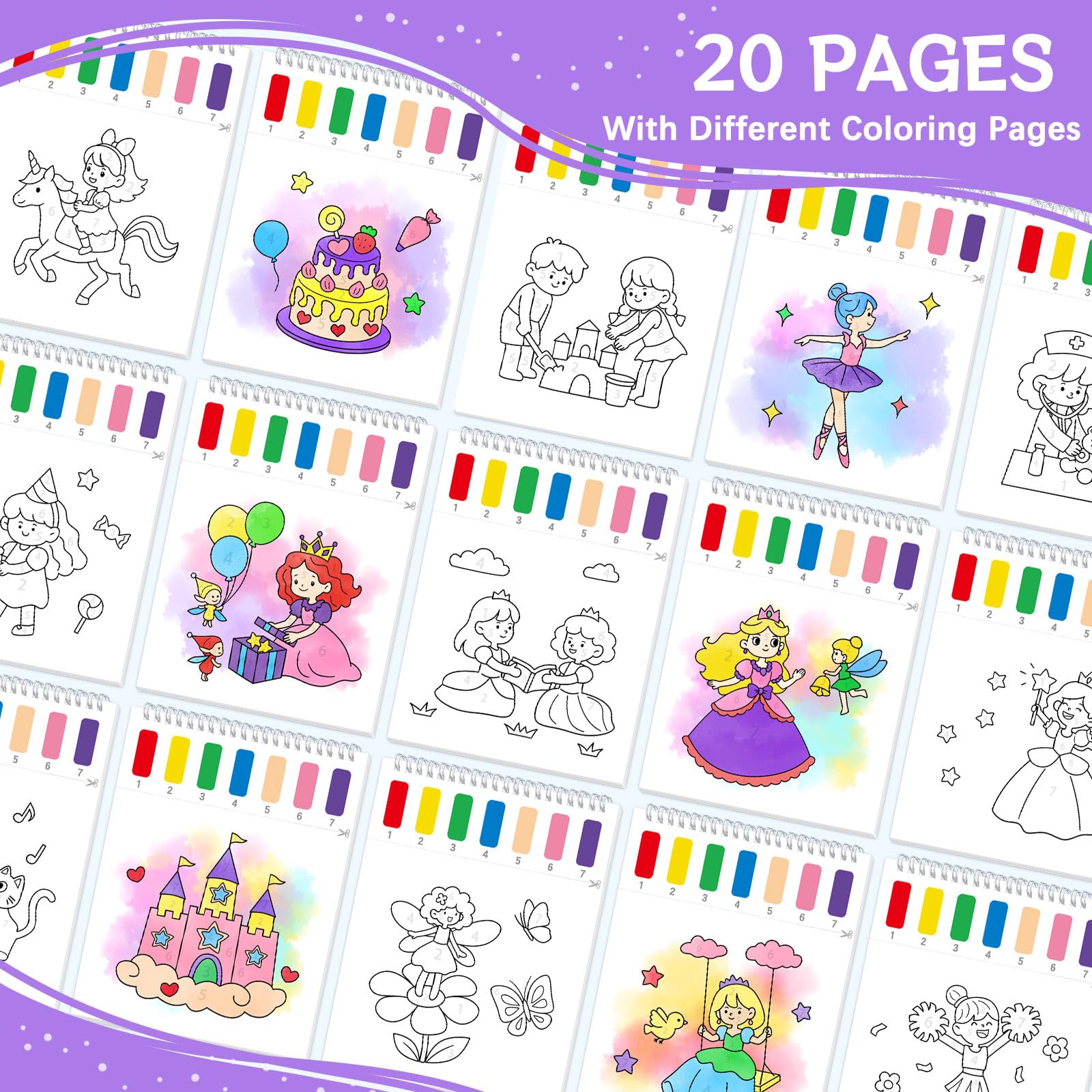 Water Coloring Books for Kids - Princess & Party -2 Water Coloring Books for Kids - Princess & Party -2