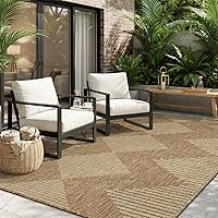 MontVoo 5x7 ft Boho Geometric Outdoor Rug - Durable Polypropylene Patio Rug for Deck, Balcony, Porch - Fade-Resistant, High Traffic, Pet-Friendly
