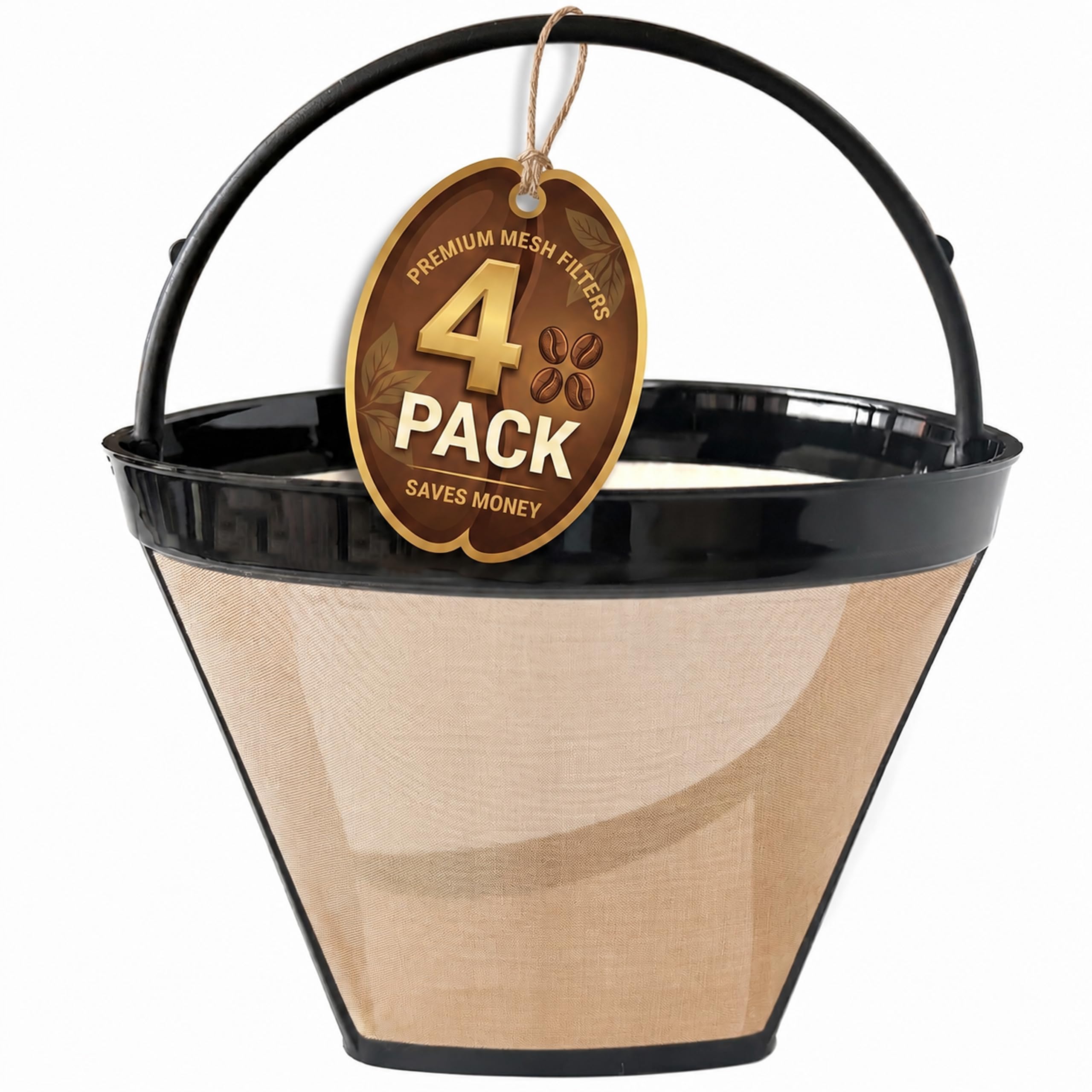 4er-Pack #4 Goldkegel, wiederverwendbar, permanenter Kaffeekorb, Filter, Ersatz für Cuisinart Kaffeemaschine