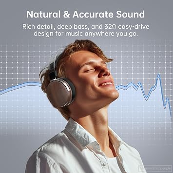 Wired Studio Headphones with 32, Professional Over-Ear Monitor Headset for Recording Mixing DJ Podcast Audiophile, Detachable Cables & Comfortable Protein Leather, Stereo for Computer Guitar Amp