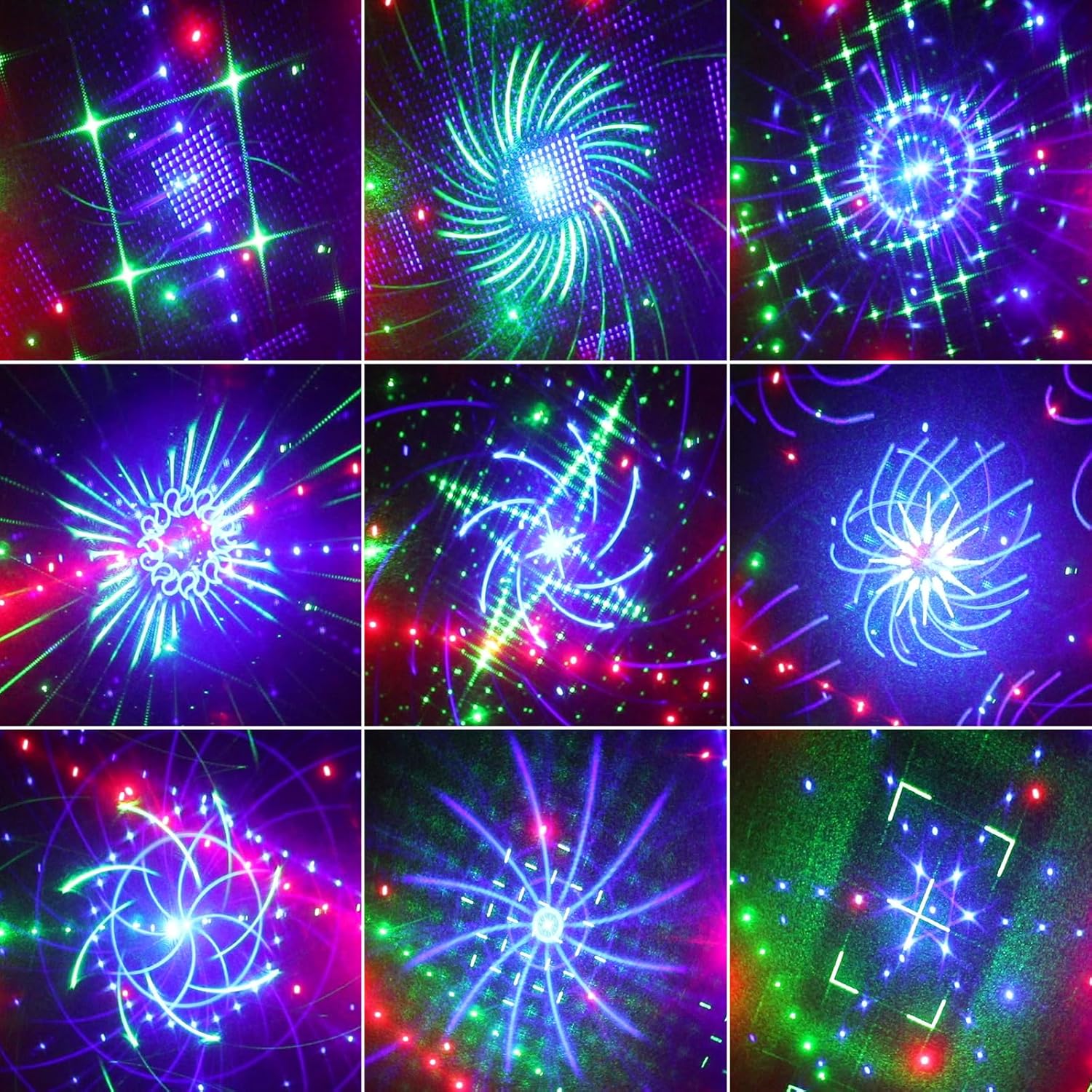9 Eyes DJ Disco Light, RGB Party Stage Lights by Remote and DMX512 Control, Sound Activated LED Pattern Strobe Lights for Parties Live Light Show Xmas Bar Club Disco Dancing (9 Eyes Lights)