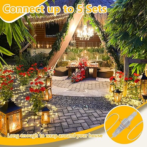 Miniatura 7 de Cadena de luces conectables de 240 LED de 88 pies para interiores y exteriores, cable transparente, luces de Navidad blancas cálidas, luces de hadas
