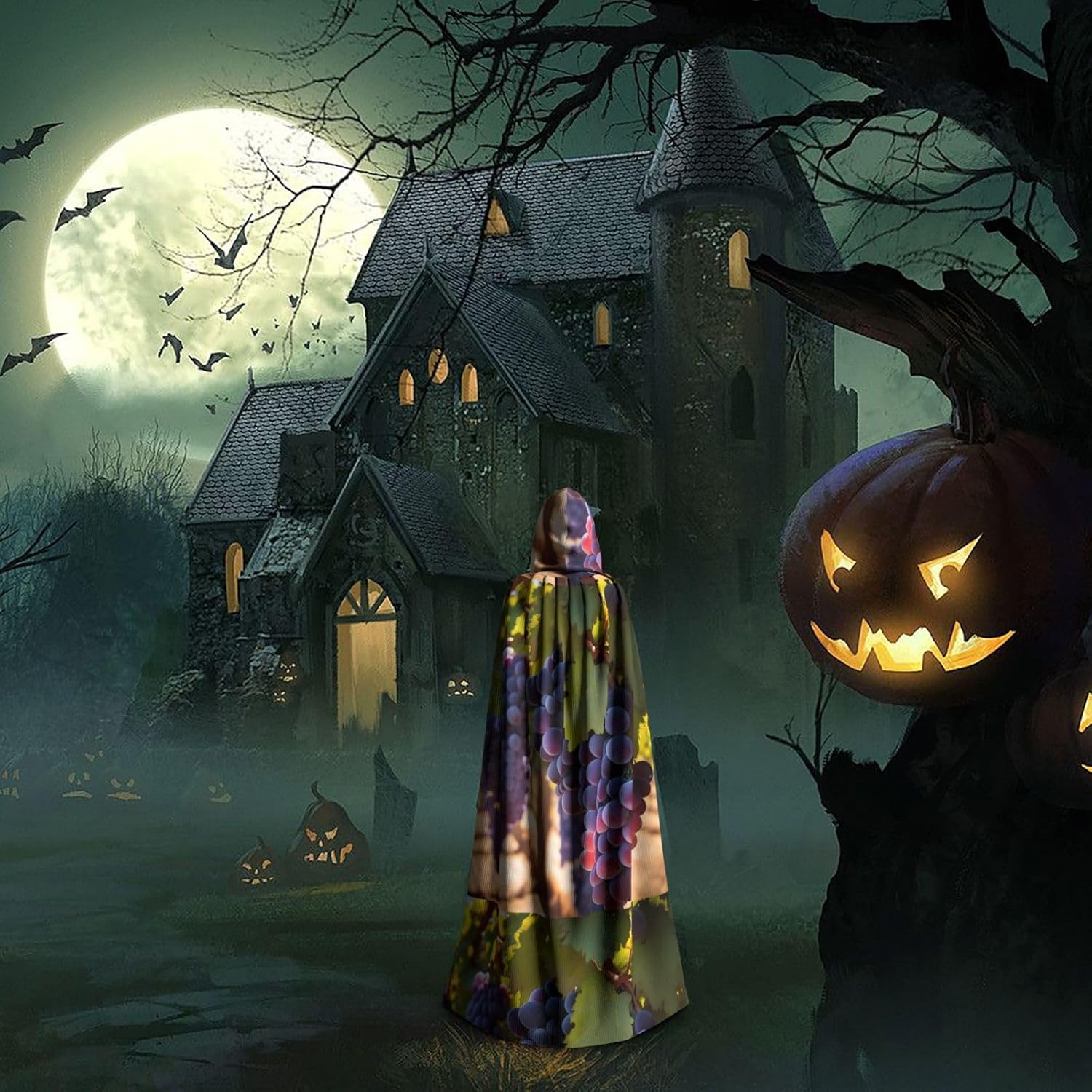 Desert Grapes Men Women Halloween Role Play Party Decoration Hooded Poncho