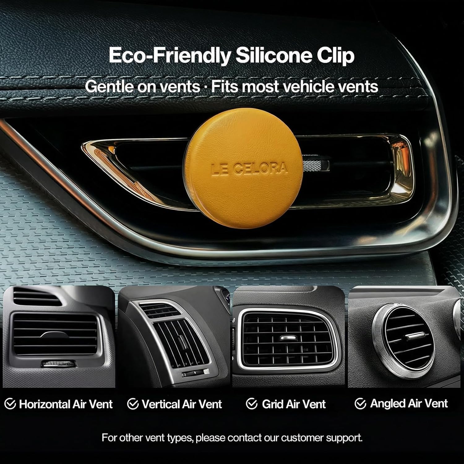 LECELORA Car Diffuser with 6 Scent Refills - Luxury Leather Vent Clip Long Lasting Car Air Freshener, Perfect Birthday Anniversary Valentines Gift for Him Her-Oud Lumiere