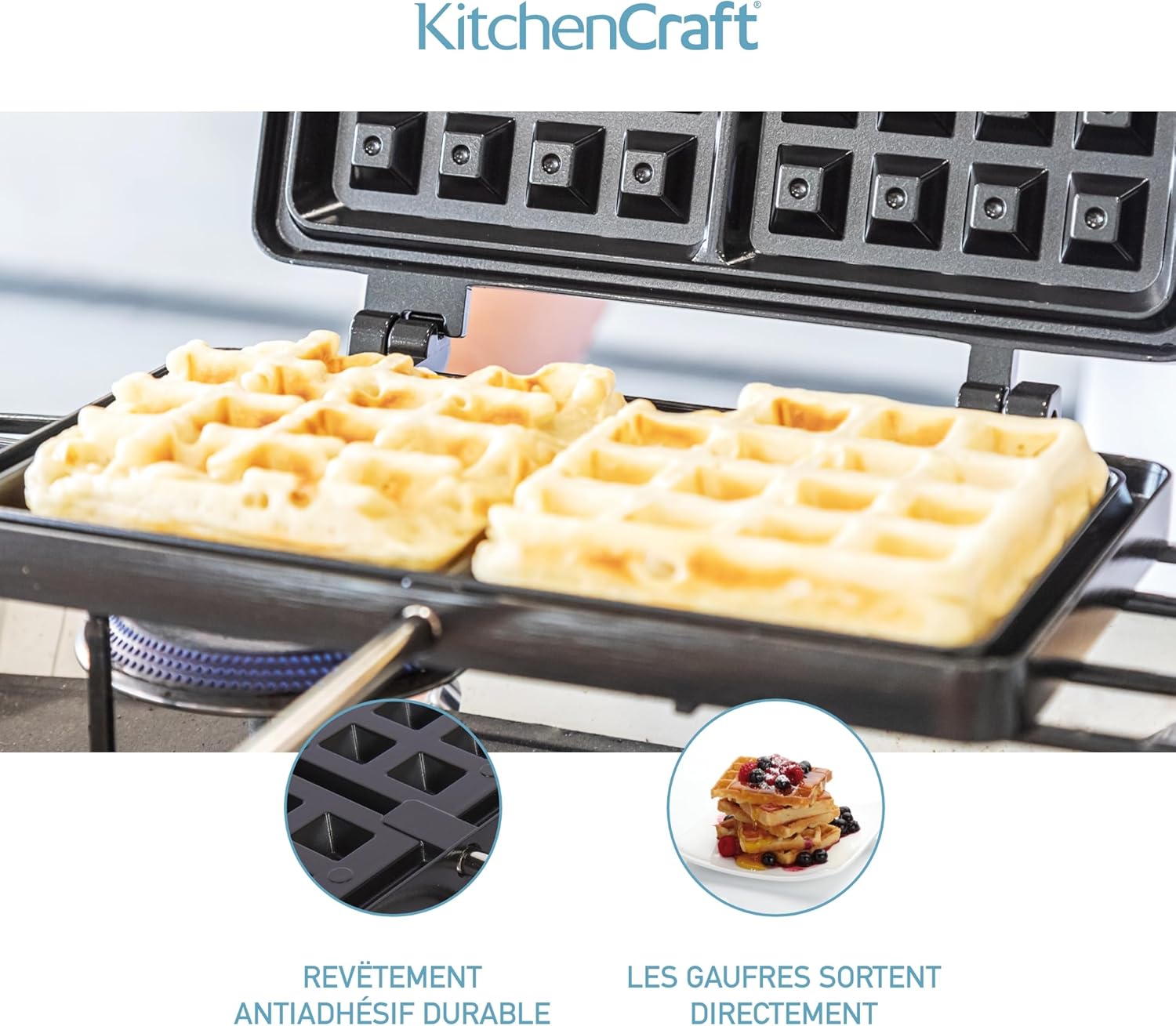 Kitchencraft Non-stick Traditional Belgian Waffle Maker