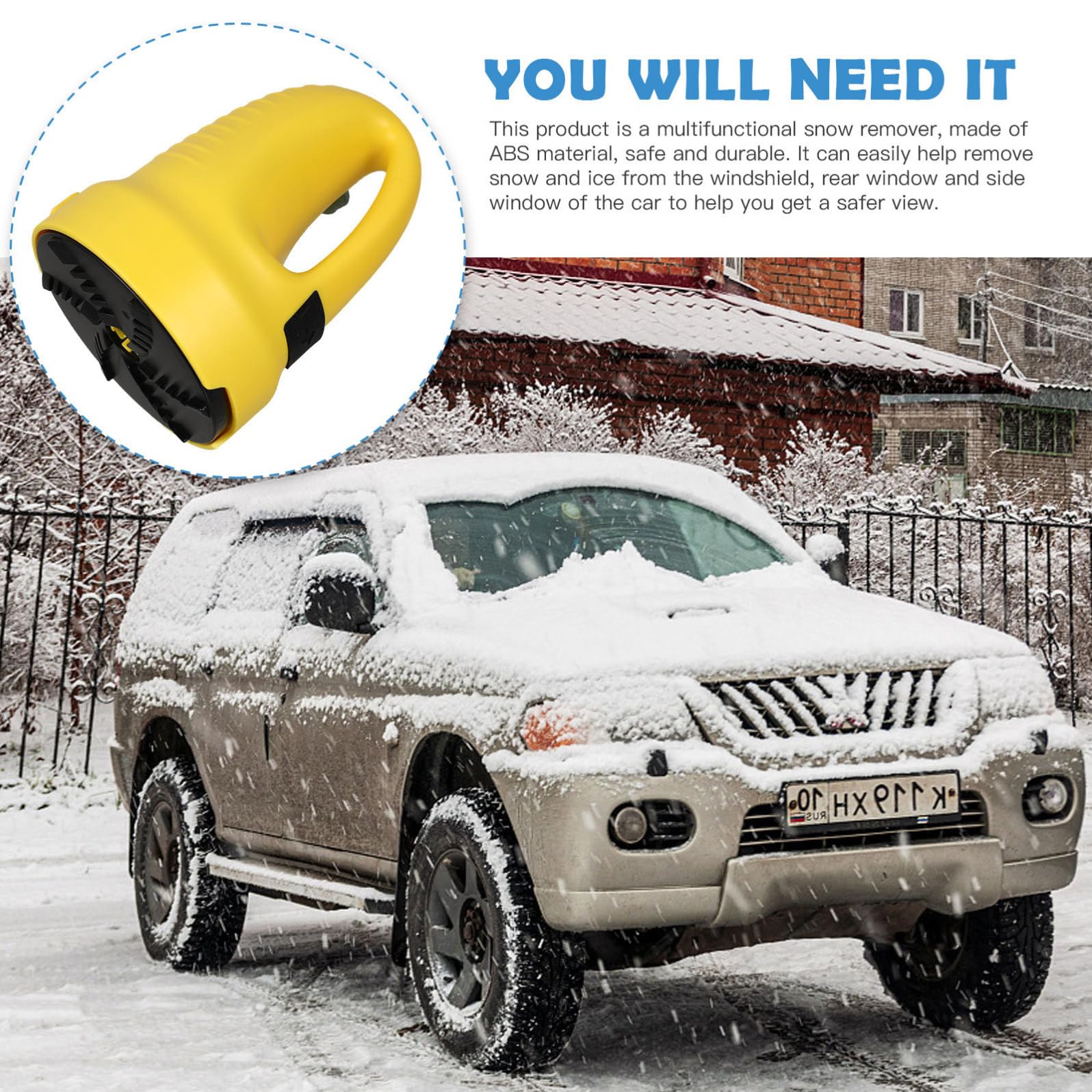 SOLUSTRE Raschietto per Ghiaccio Portatile e Facile da Riporre e Spazzola da Neve in ABS per Rimuovere Neve e Ghiaccio per Auto Multifunzionale dal Parabrezza