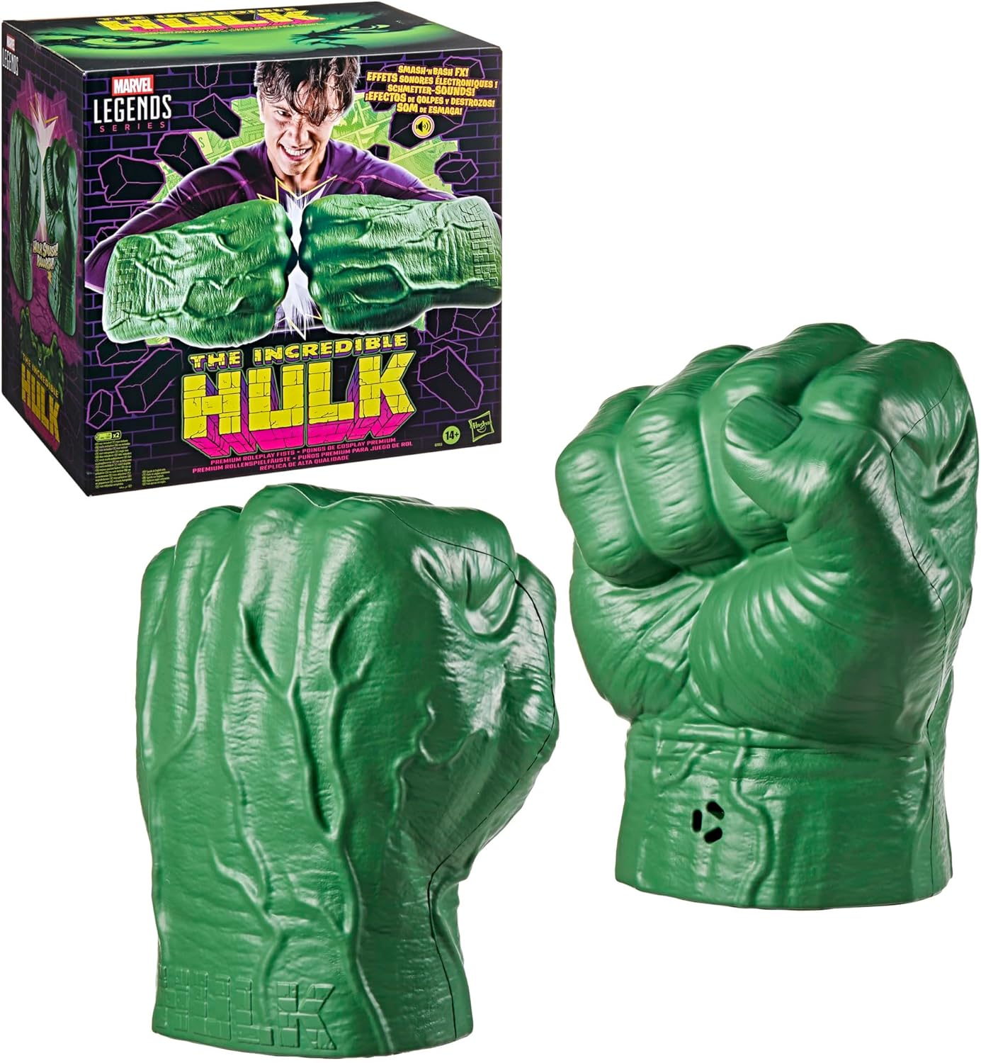 Marvel Legends Series Incredible Hulk Premium Roleplay Fists with Smash 'N Bash Sound FX, Collectibles for Adults