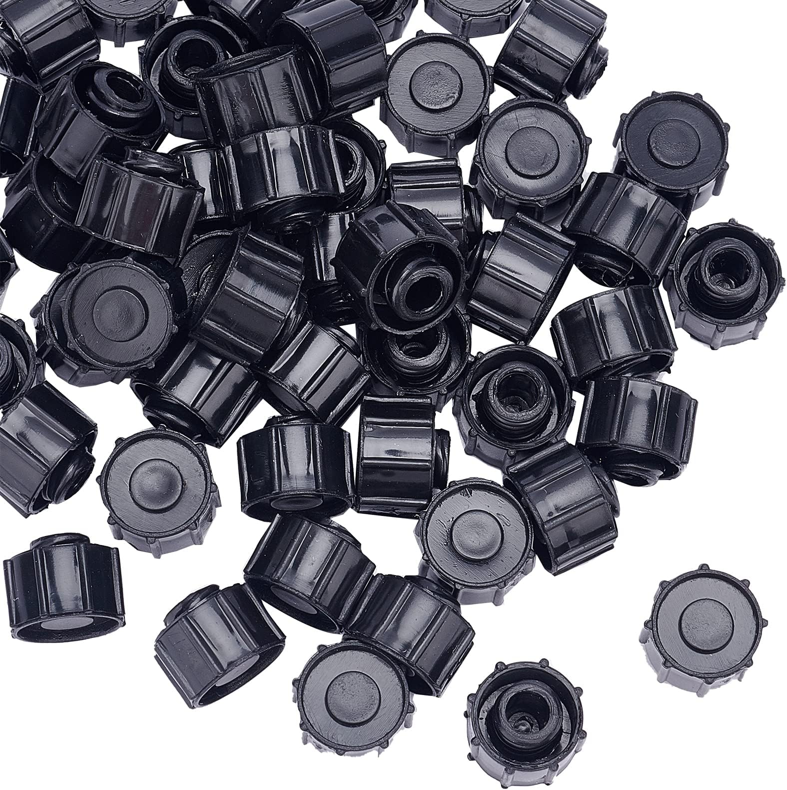 OLYCRAFT 50pcs Black Syringe Tip Cap - 10mm Thick Luer Lock, 12-12.5mm Diameter, No Needle, Feeding Tubes