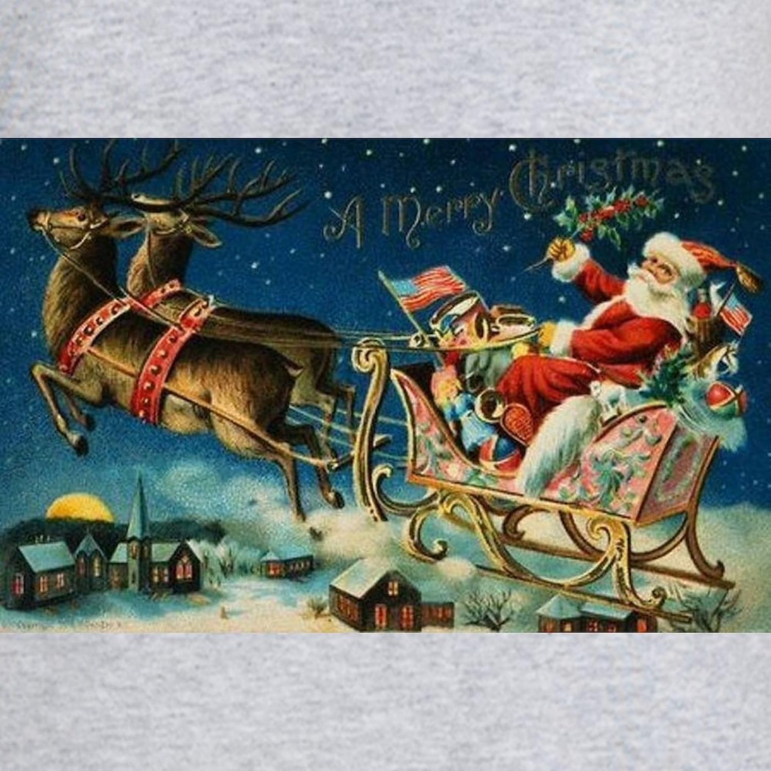 CafePress Vintage Santa Sleigh Women's Nightshirt, Soft Long Pajama Shirt, Cotton PJs/Pyjamas