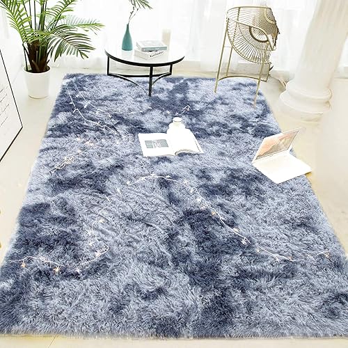 Miniatura 2 de LOCHAS - Alfombra de terciopelo de lujo para interior, alfombra de pelo esponjoso, extra cómoda y suave, alfombra abstracta para dormitorio, sala de