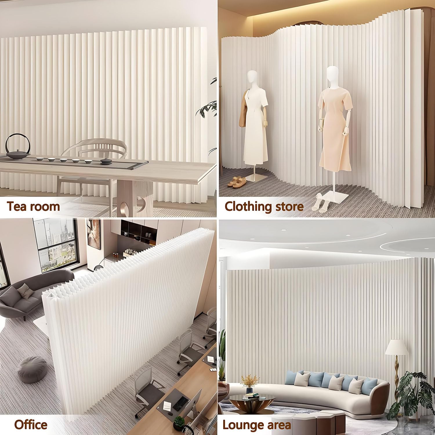 Separador de ambientes de papel, mampara divisoria de oficina portátil, pantalla divisoria de papel plegable para privacidad, separador de ambientes, mampara independiente para interiores White-3x2m
