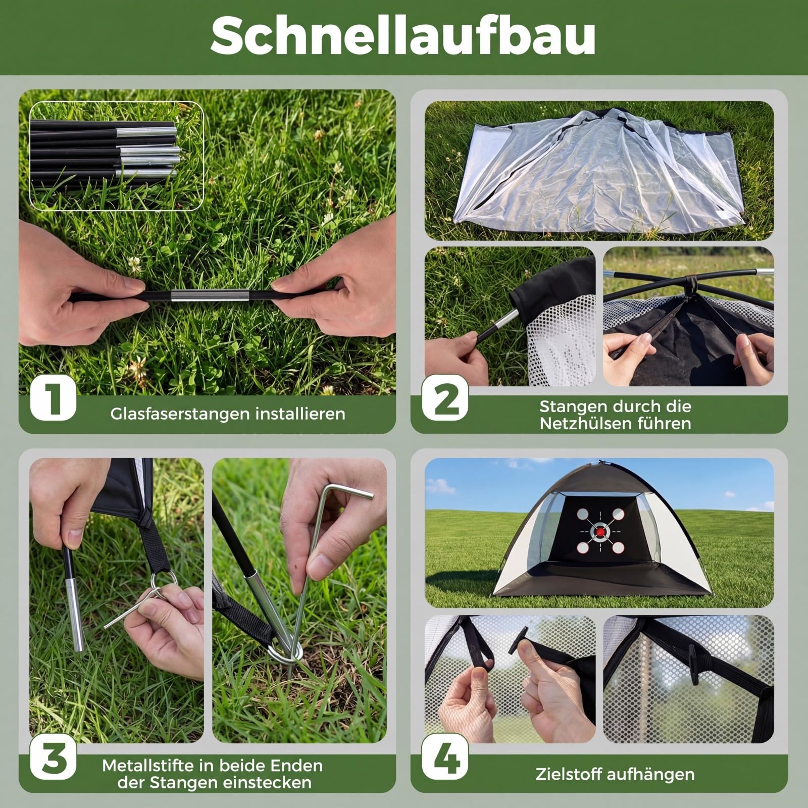 COSTWAY Golf Übungsnetz 300 x 200 cm, Golfnetz mit Schlagmatte, Zielscheibe, 5 Bällen & Tee, Chipping Trainingsnetze inkl. Tragetasche, tragbare Trainingshilfe Outdoor für Drinnen & Draußen