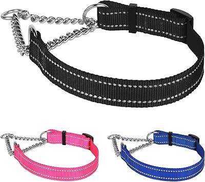 CollarDirect Martingale, Steel Chain, Reflective S, 12-18", Black