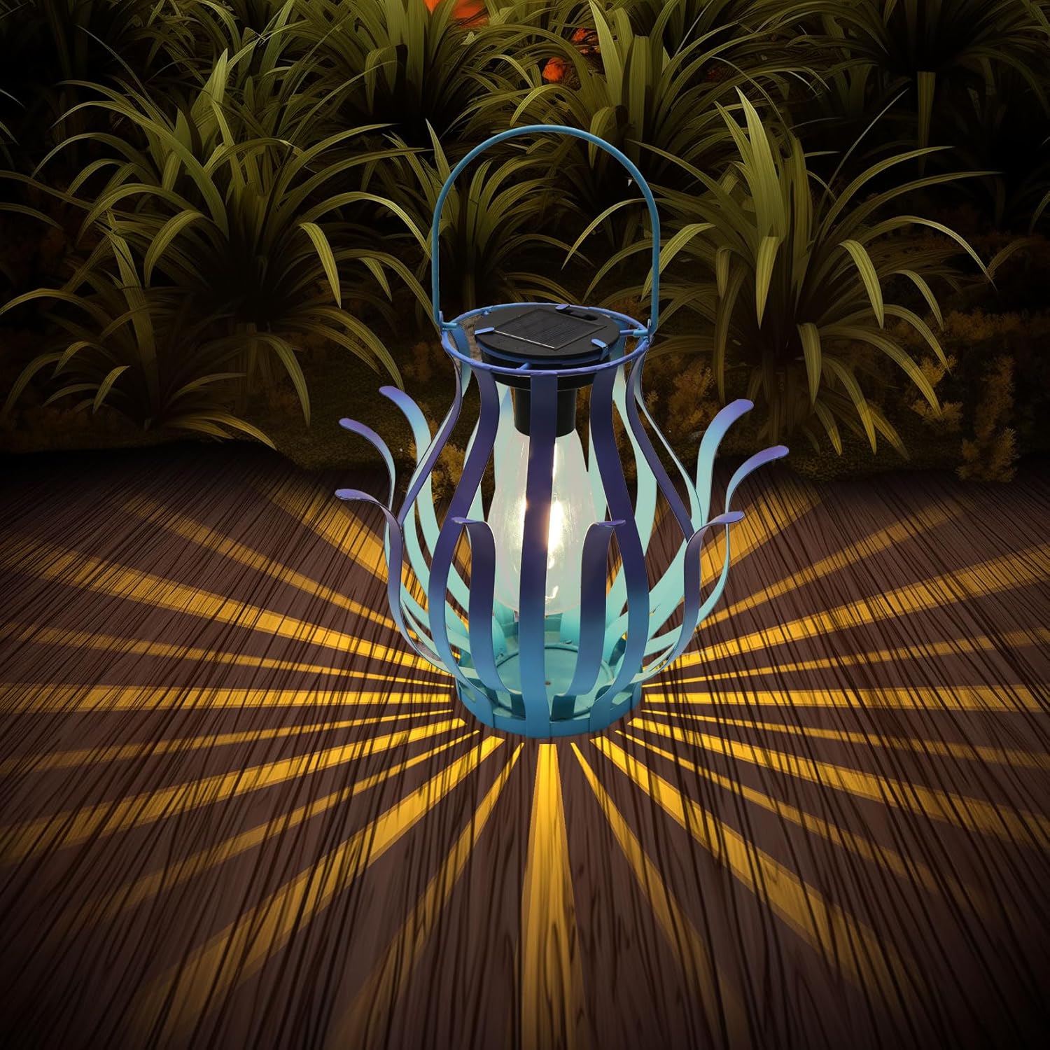 Solar Lanterns Outdoor Waterproof Hanging Lanterns as Birthdays Gifts for Women Mom Grandma Metal Garden Decor for Outside Solar Lights for Yard, Patio, Lawn, Porch, Backyard (Gradient Blue)