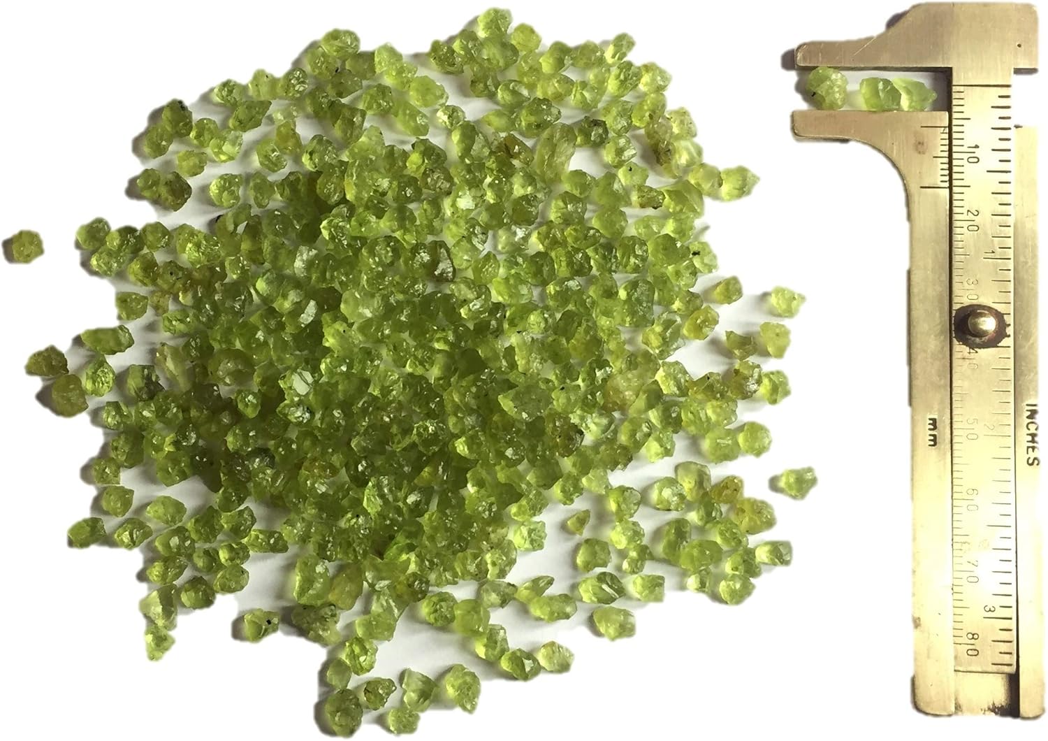 : 4 lb Peridot Small Tumbled Chips Crushed Stone from Arizona -0.15" to 0.25" Average Size per Stone- Raw Natural Rough for Lapidary, & Reiki Crystal Healing *Wholesale Lot*