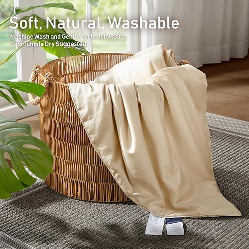 Miniatura 5 de SilKicah Edredón de seda tamaño individual para todas las estaciones, edredón relleno de seda natural 100% pura, edredón transpirable y ligero (68 x