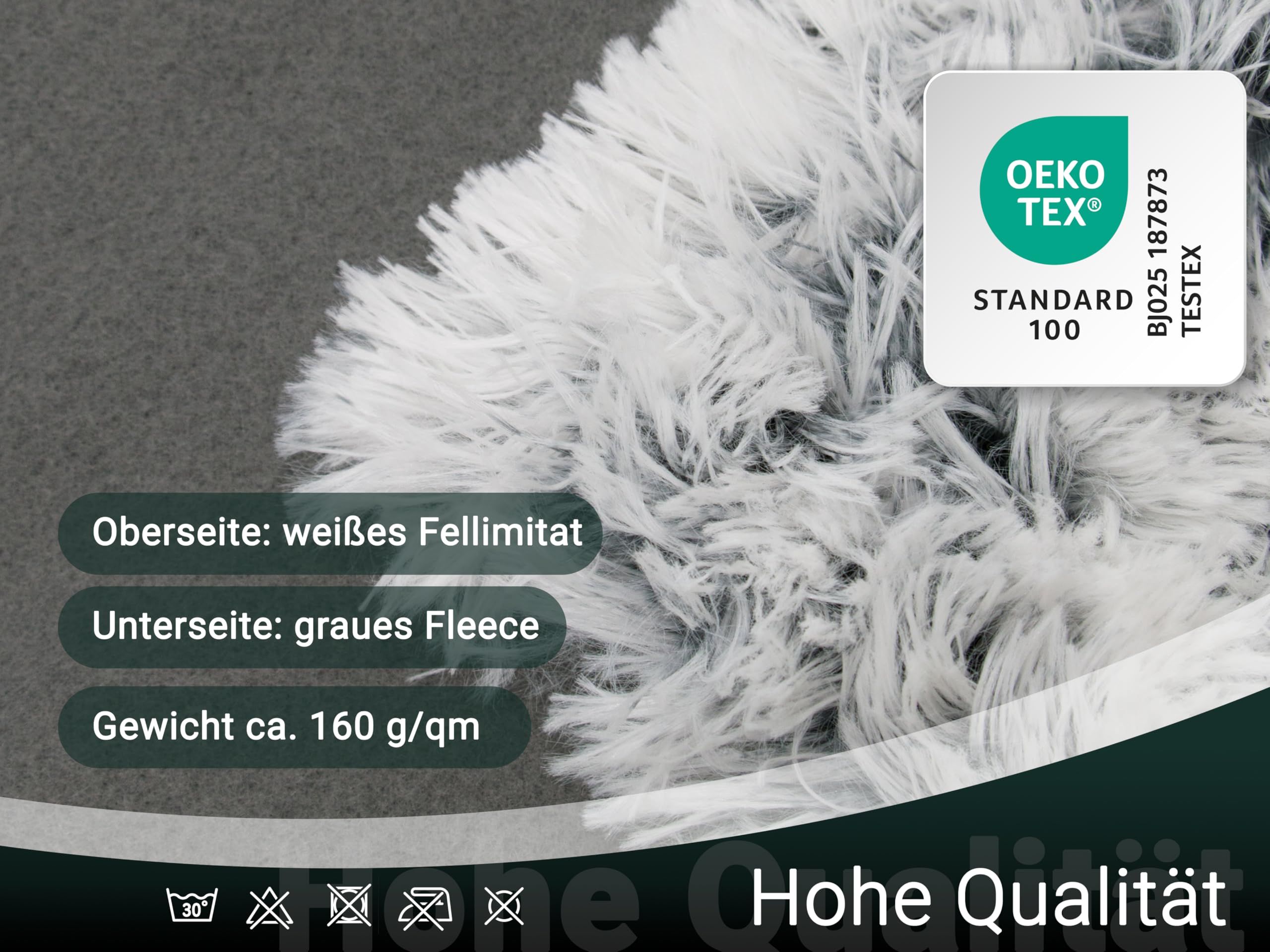 ZOLLNER Kuscheldecke extra flauschig in 220x240 cm - kuschelige und warme Couchdecke - waschbar bis 30°C – weißes Fellimitat auf grauem Fleece - Hotelwäschequalität - Oeko Tex® Zertifiziert