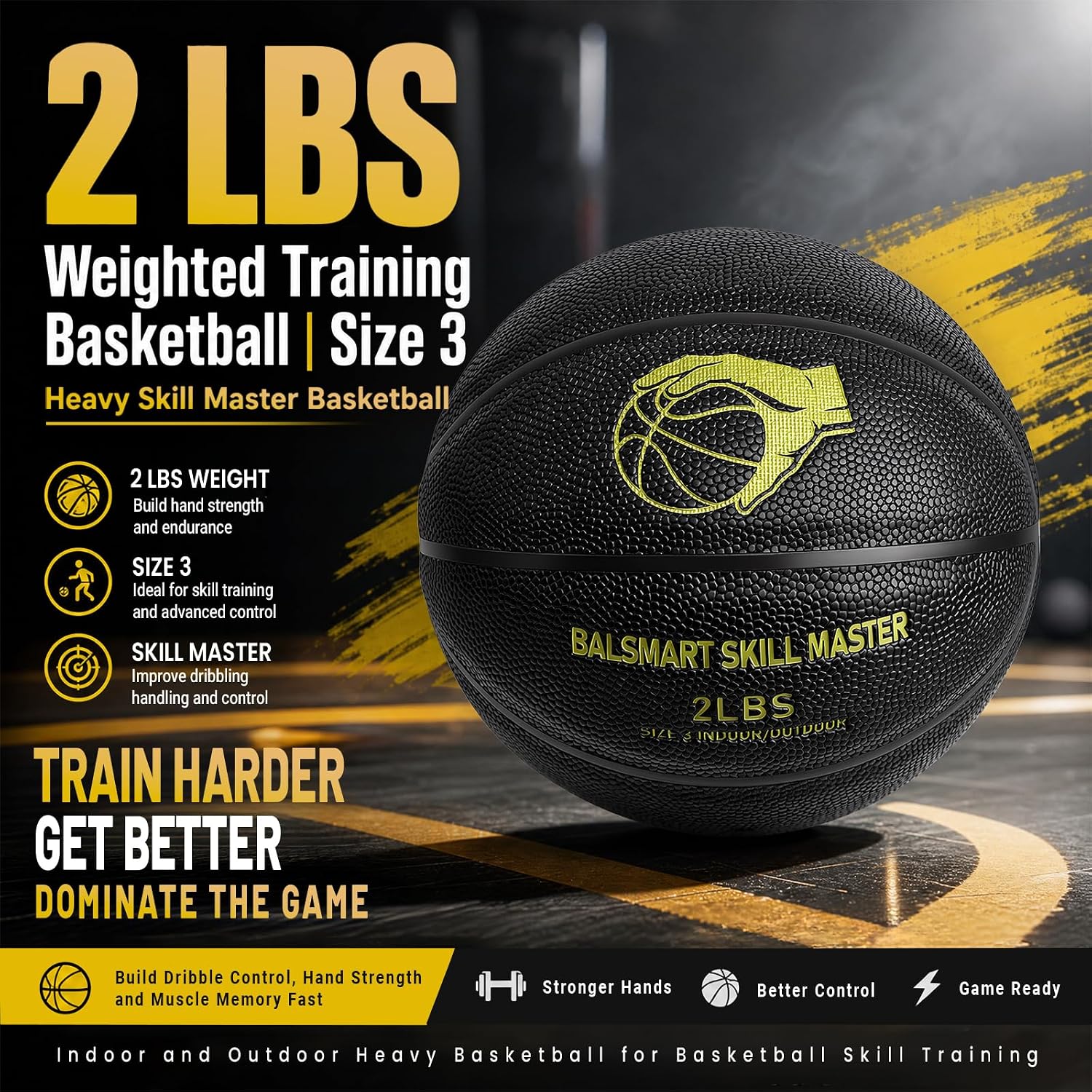 Size 3 Mini Weighted Basketball Training Equipment, 2.0 LBS | Small Basket Ball for Indoor Outddor Dribble Up and Control Accuracy Training