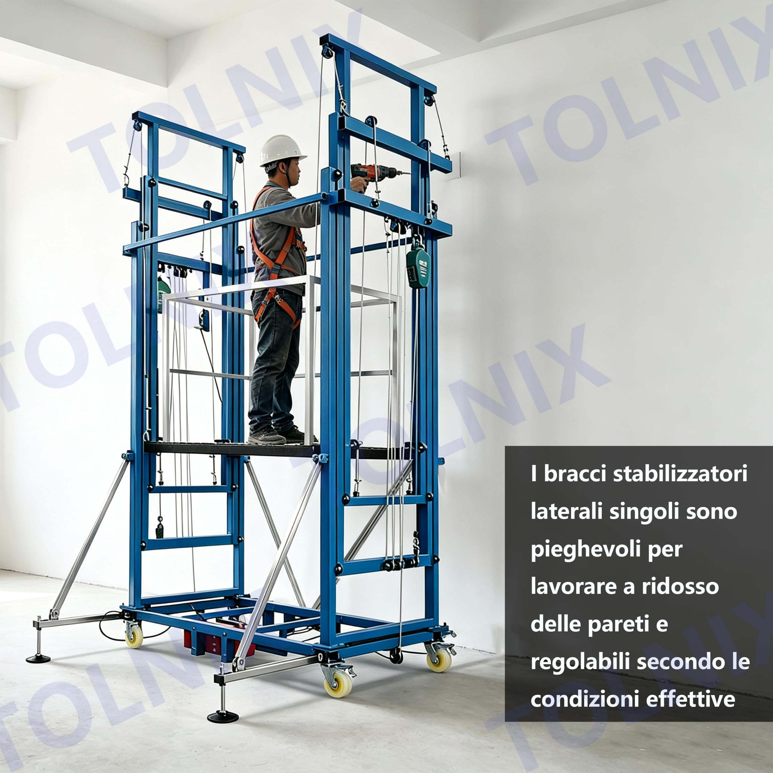 Plataforma elevadora eléctrica de andamio, andamio móvil mejorado con barandilla protectora, torre de trabajo regulable en altura para pintura interior, pladur y obras de construcción(5m/16ft)