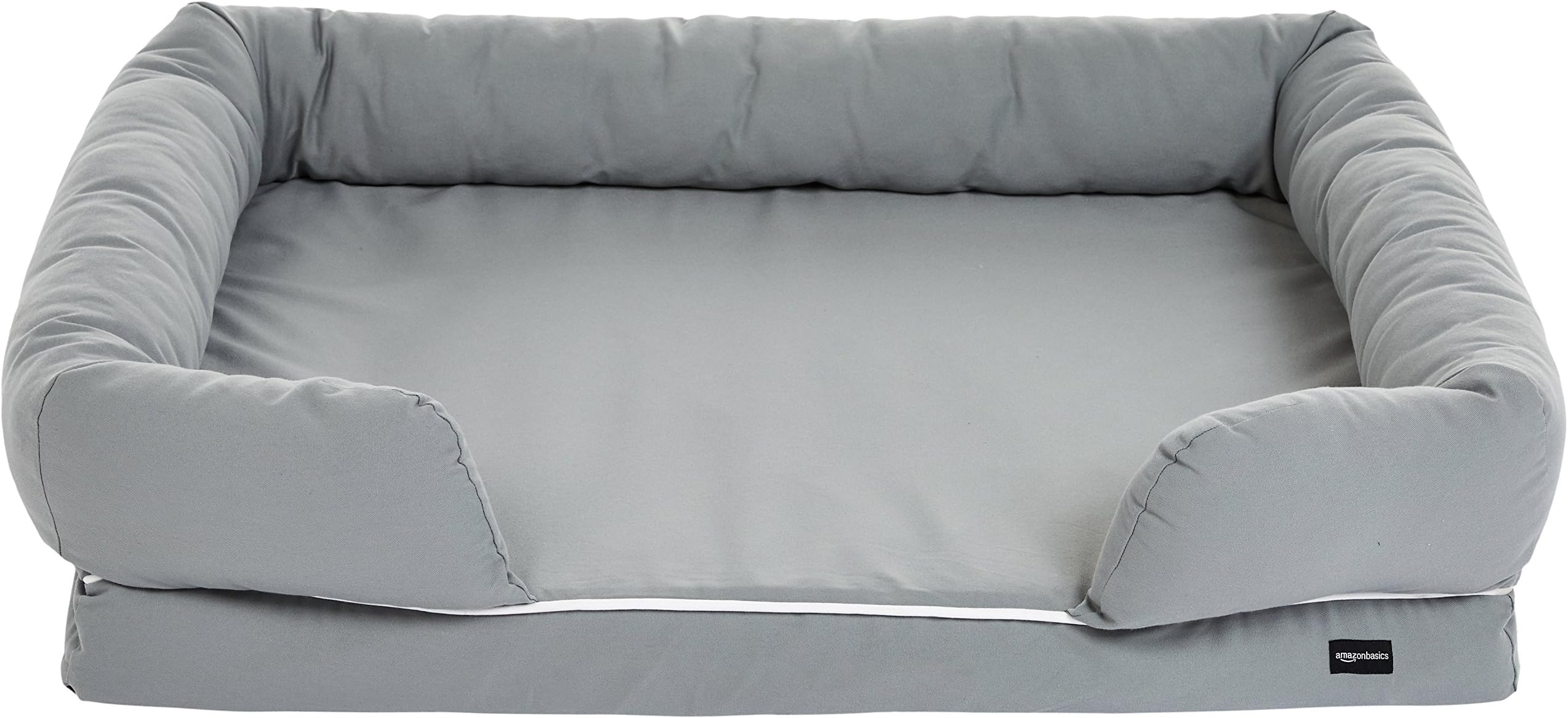 Amazon Basics Memory Foam Bolster Dog Bed, Large (44 X 36 Inches), Grey