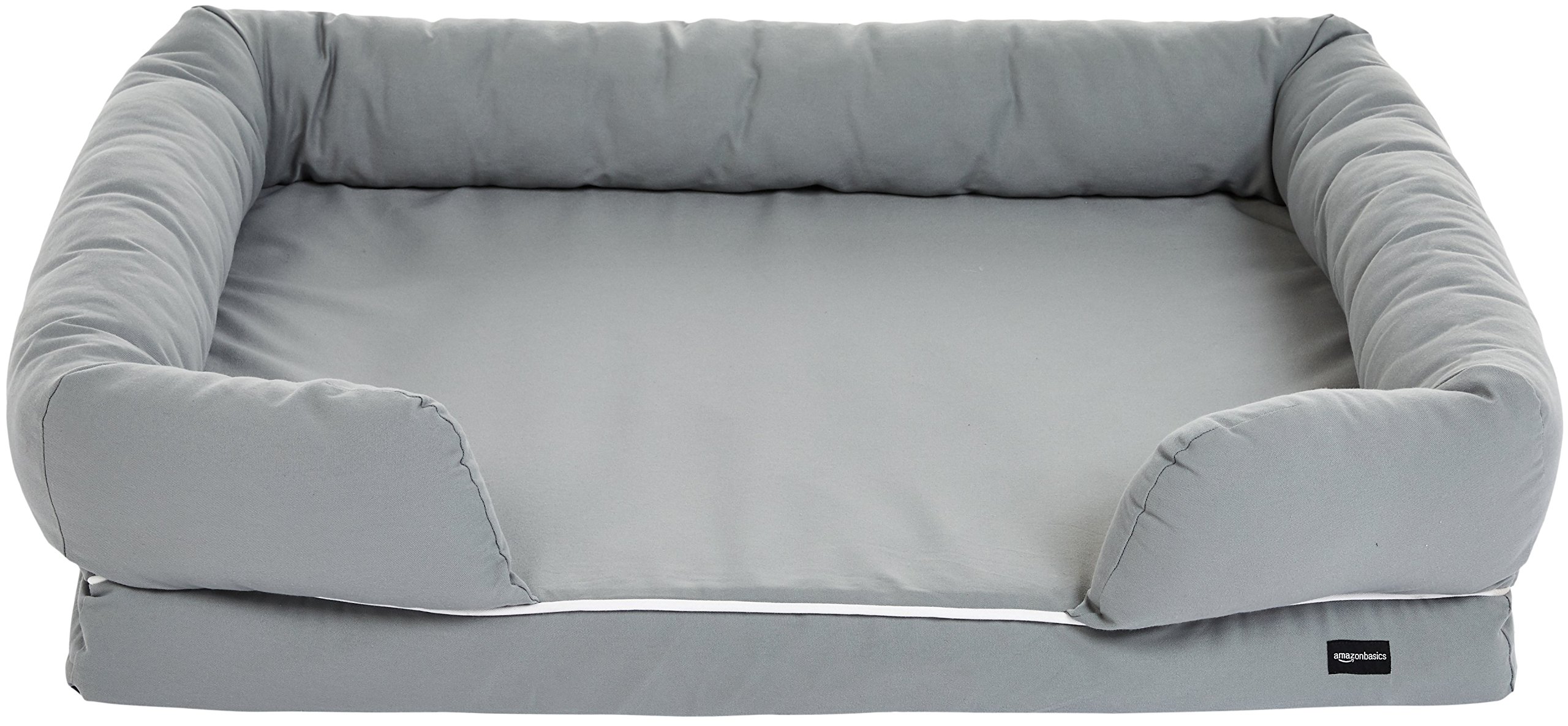 Amazon Basics Memory Foam Bolster Dog Bed, Large (44 X 36 Inches), Grey