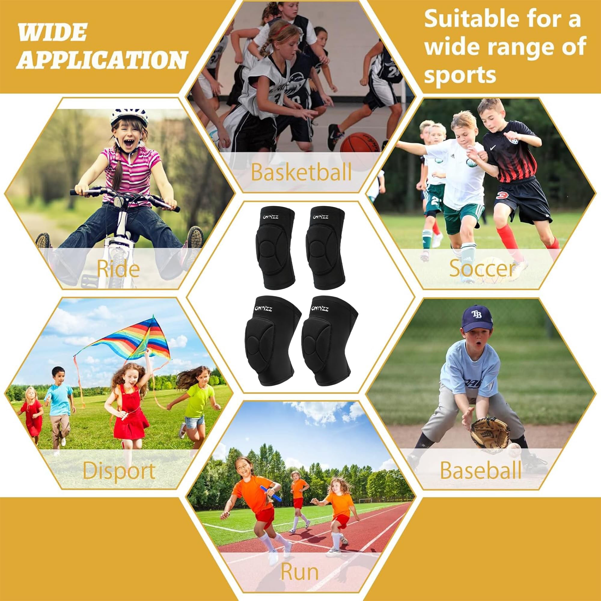 Volleyball Knieschoner Ellbogenschoner Kinder Jugendliche Kompressions-Stützbandage mit Verdickter Polsterung Atmungsaktiv Leicht Schutzausrüstung für Basketball Ringen Fußball Snowboarden Tanz S
