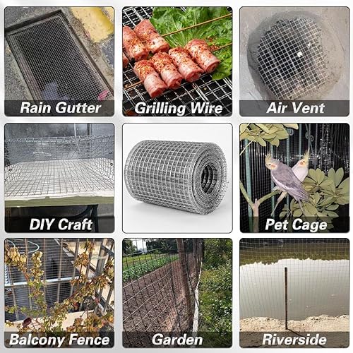Miniatura 6 de Rollo de malla de alambre galvanizado (23 GA) de tela de hardware de 4 pulgadas x 20 pies 14 pulgadas para vallas de corral de pollogallinero, malla
