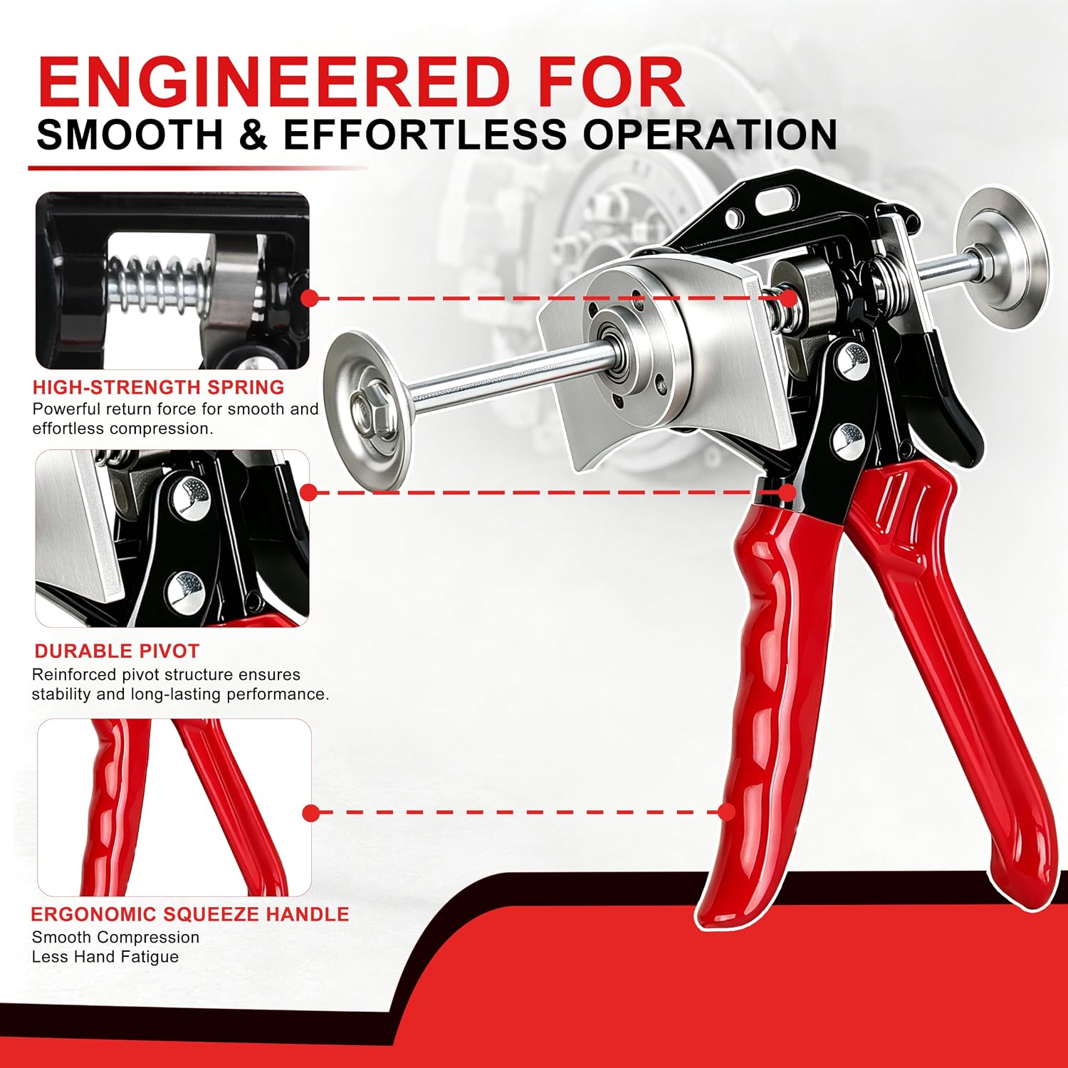 Brake Pad Spreader Tool, Single Brake Caliper Compressor for Fast Piston Compression, Squeeze Handle Disc Brake Pad Spreader, Brake Caliper Compression Tool for Most Cars & Light Trucks