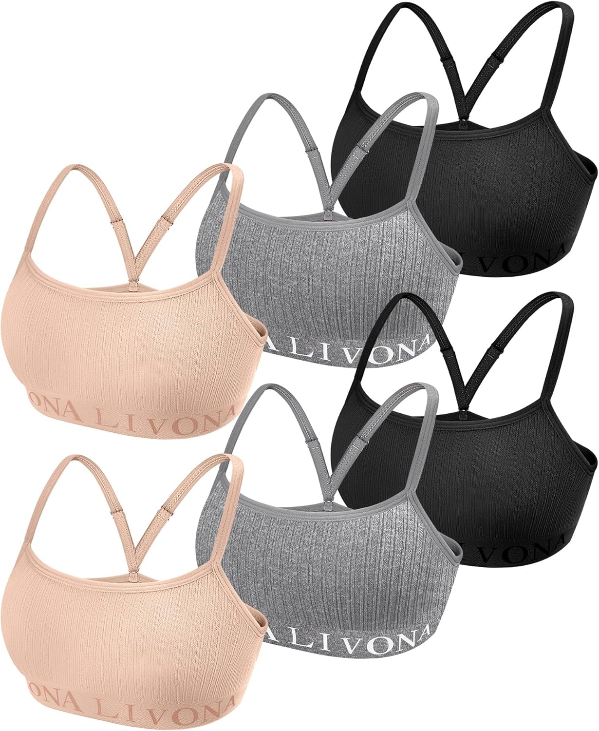 Livona 6-Pack Seamless Bralette Set - Soft Training Bras & Sports Bras for Teens, Comfortable Wire-Free Bras for Girls - Image 6