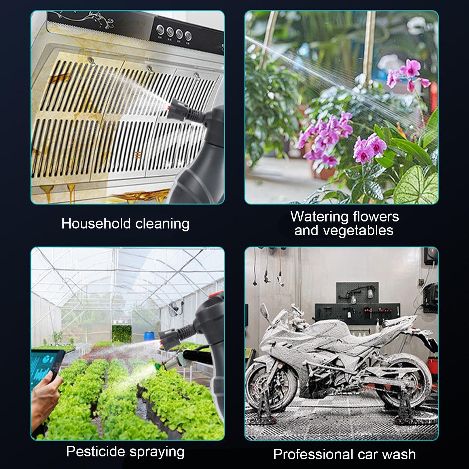 Pulverizador eléctrico de espuma – Botellas de manguera de jardín de 2 L, pulverizador de bomba profesional, potentes accesorios inalámbricos de coche para lavar el hogar