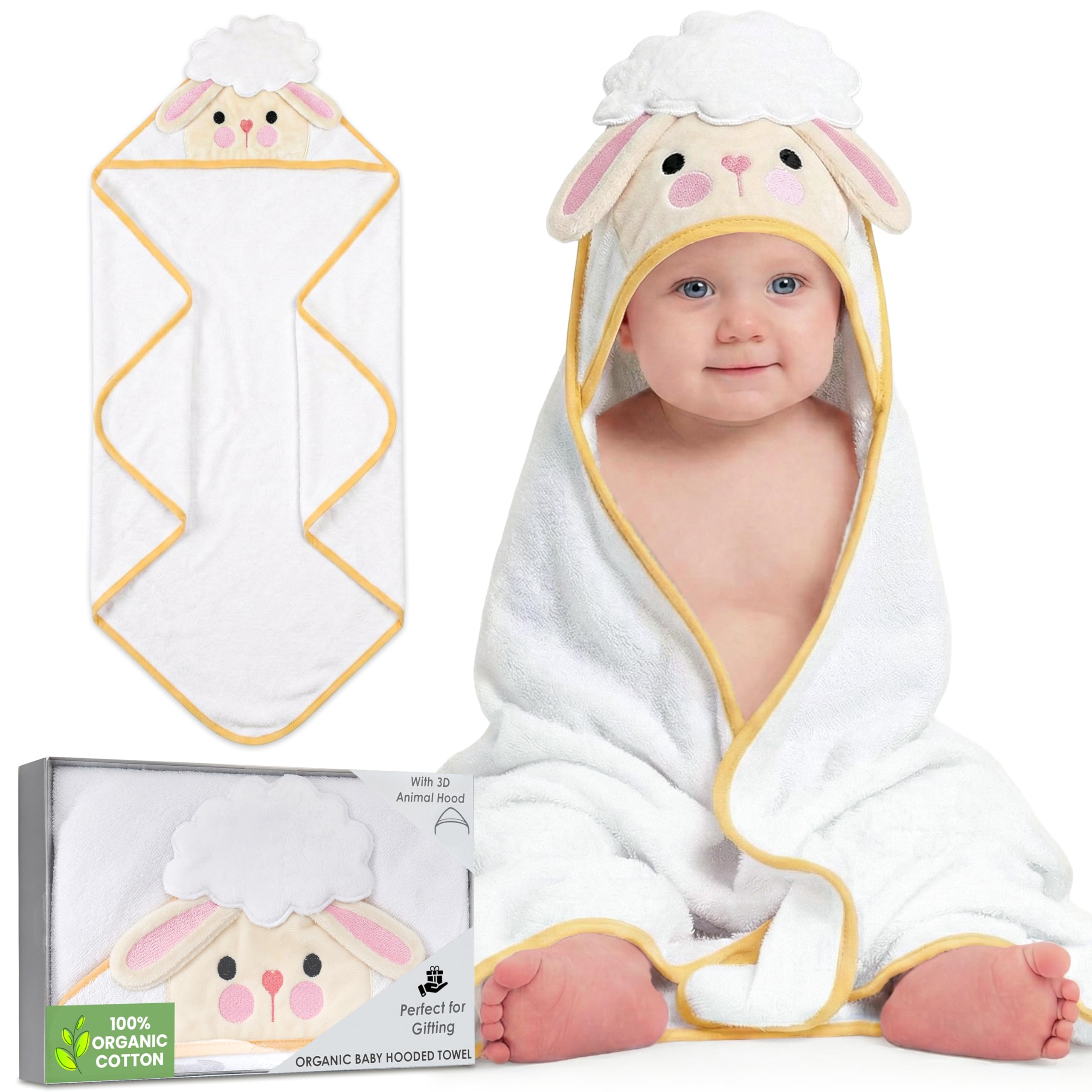 Mothers Choice Baby Towels for Newborn 100 Organic Cotton Hooded Design Large Size Toddler Towels Ultra-Soft Absorbent Bath