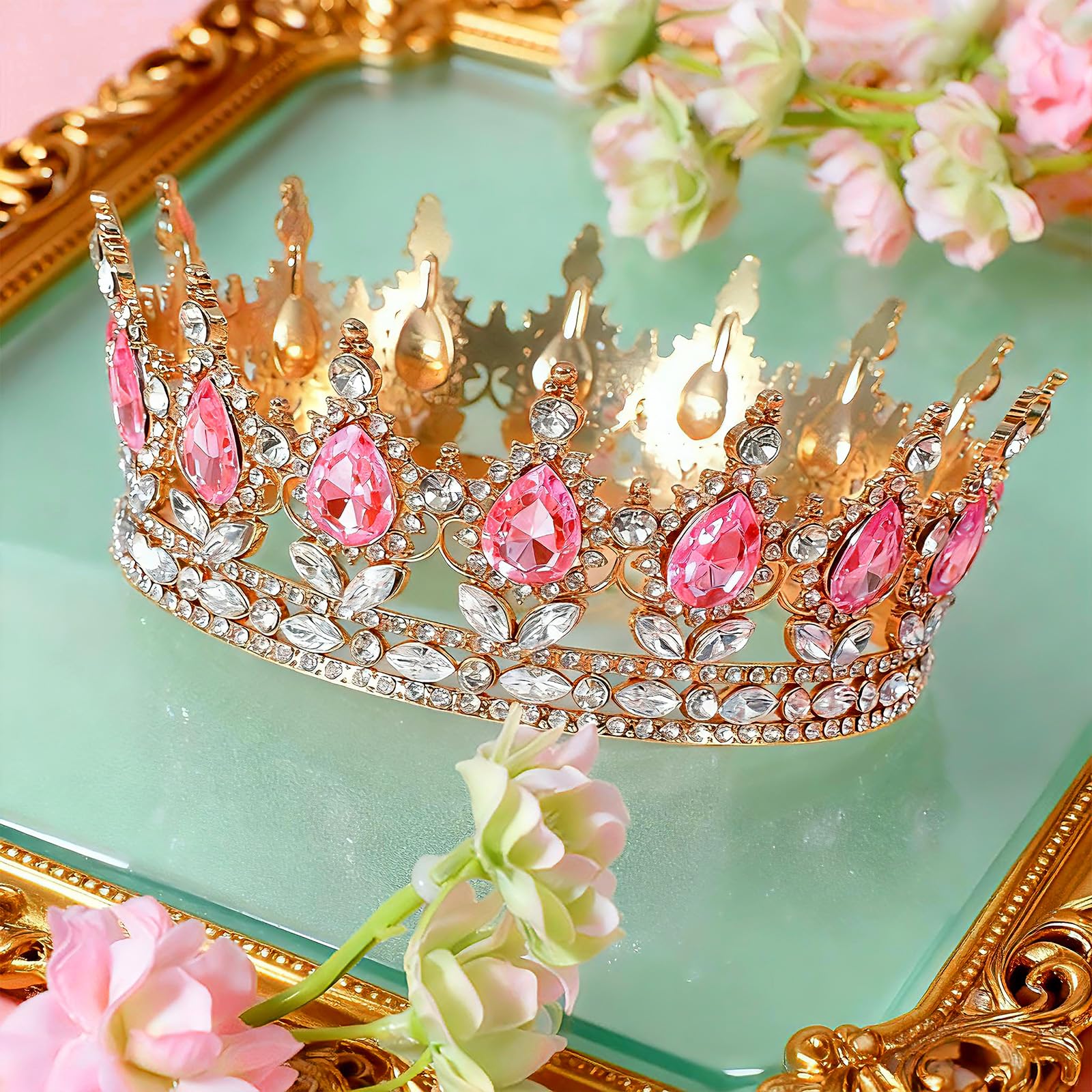 1 sztuka korona dla panny młodej, diadem księżniczki, kryształowa diadem, diadem księżniczki, kryształki stras, opaska na czoło, korona na wesele, tiary, brokatowy diadem, ozdoba do włosów, korona na