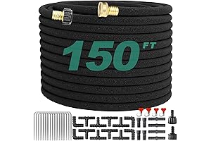 150 FT Soaker Hose Kit, Premium Garden Soaker Hose with Brass Connectors