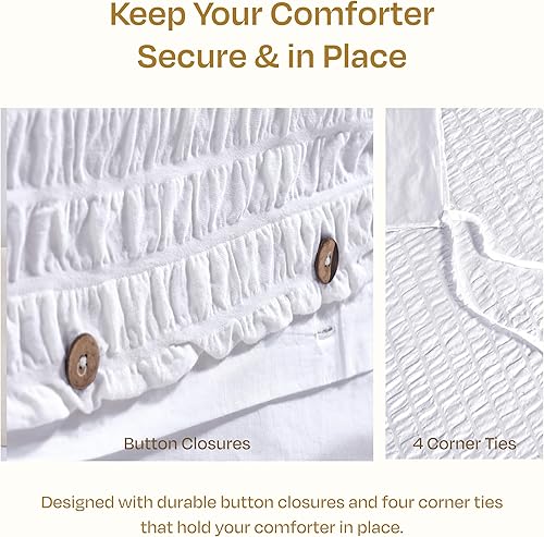 Miniatura 6 de California Design Den Juego de funda de edredón tamaño Queen, 400 hilos, 100% algodón, 3 piezas, funda de edredón y funda de almohada, funda de