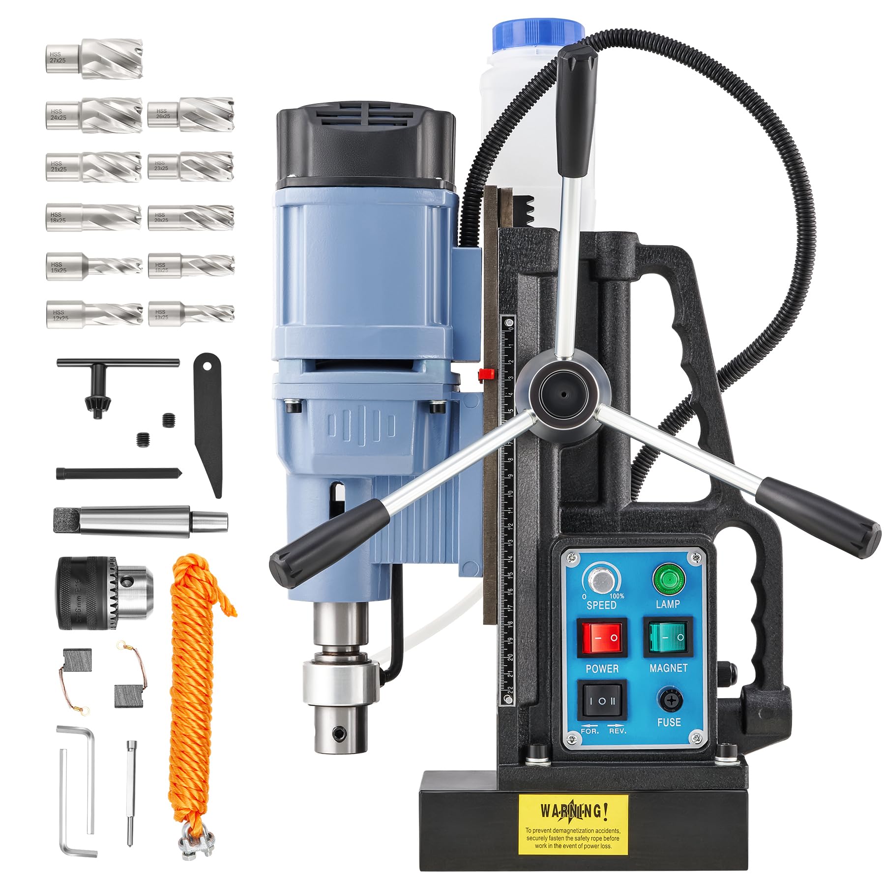ZELCAN 1950W Taladro Magnético con 11 Brocas, Taladro Magnetico Profesional con Fuerza de 13900N, Diámetro Máx. 50 mm, 650 rpm, Control de Velocidad Continua y Reversa para Superficies Metálicas