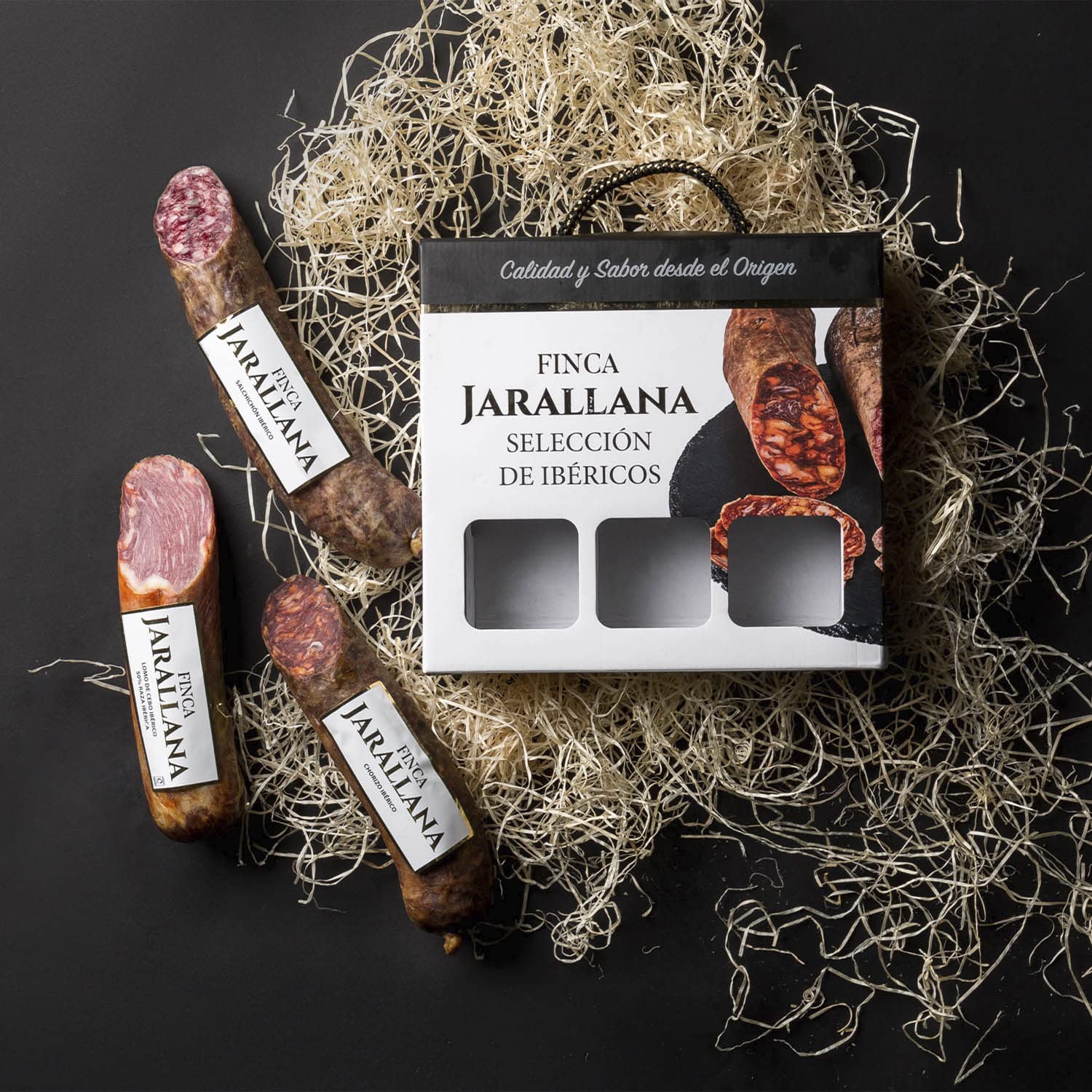 Finca Jarallana - Maletín de Lomo, Chorizo y Salchichón Ibérico - 400 g x 3 - Secado Natural y Curación Uniforme - Pack con Embutidos de Cerdo Ibérico