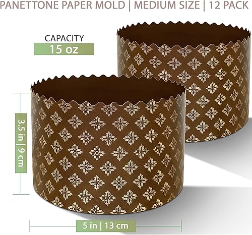 Miniatura 3 de Molde de papel Panettone de 15 onzas, paquete de 12 moldes de papel para pan de Pascua, moldes medianos de Pascua para hornear, formas de hornear