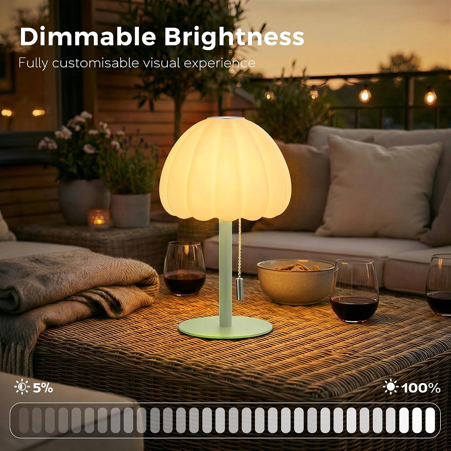 Cordless Shower Lamp No Wiring, 16 RGB Color Changing Waterproof Bathroom Lamp with Remote Control, Dimmable Touch Table Lamp, Rechargeable LED Light for Spa-Like Shower Living Room Home Decor - Green