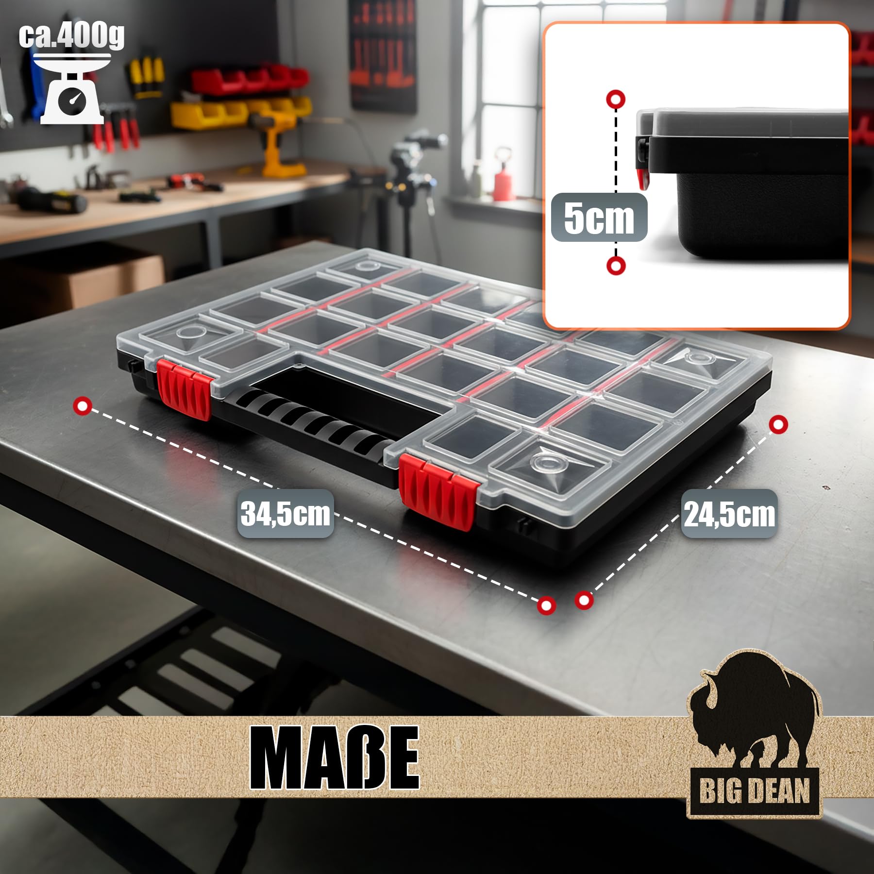BigDean Lot de 10 boîtes de rangement XL avec division flexible, fabriquées en Europe