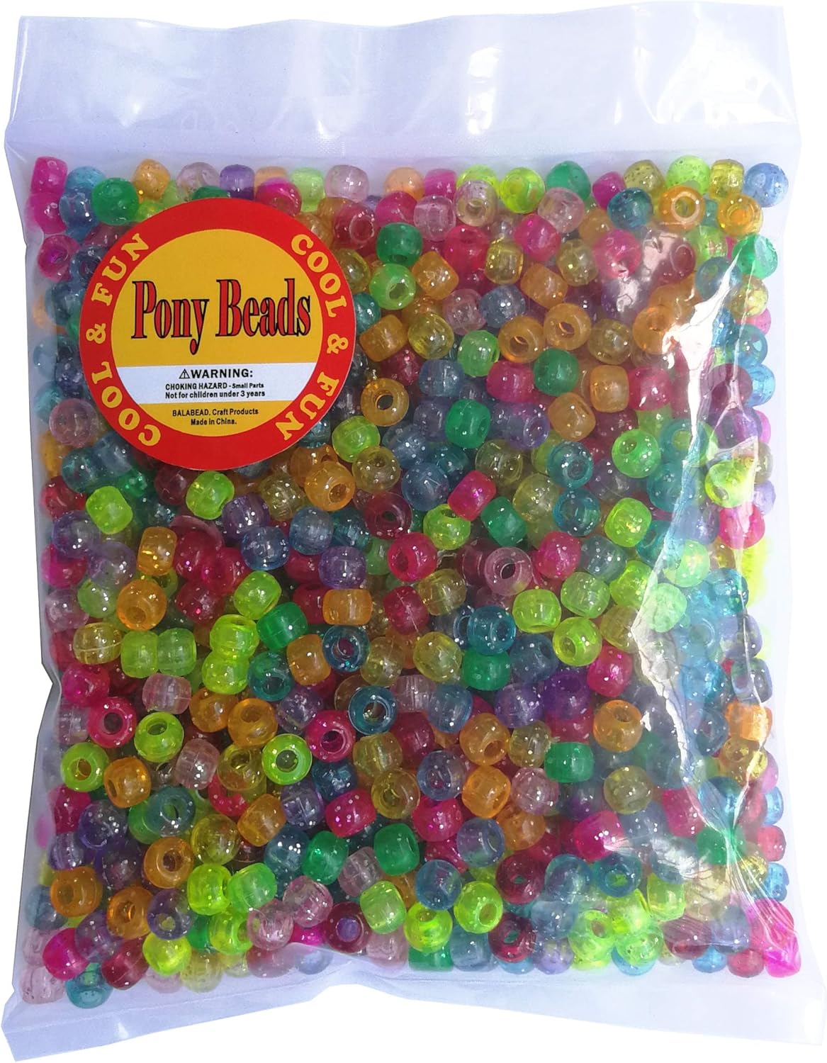 Glitter Color Mixed Pony Beads for Friendship Bracelet Making Size 6x9mm 1000pcs - Image 2