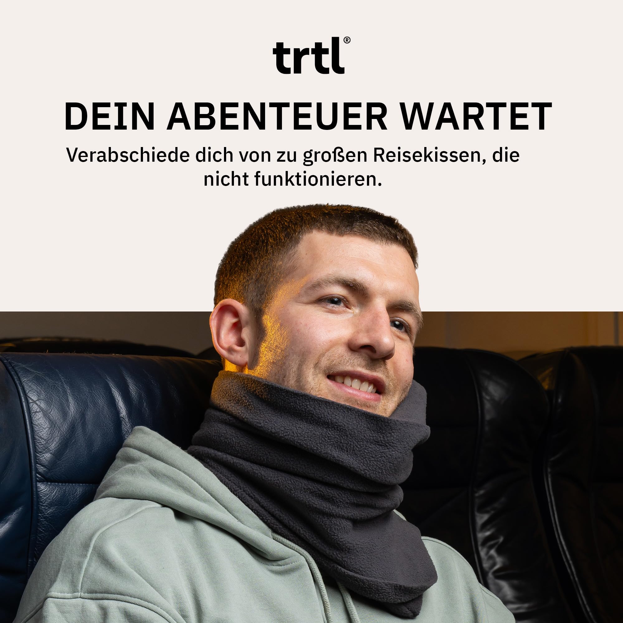 trtl Travel Pillow Grau | Nackenkissen für Flugzeug & Auto | Ergonomisches Reisekissen | Einzigartiges Stützsystem | Waschmaschinenfest