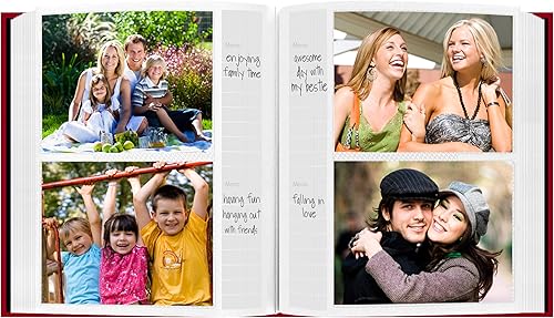 Miniatura 3 de Álbum de fotos con cubierta de marco de tela, 200 bolsillos para fotos de 5 x 7, color rojo manzana