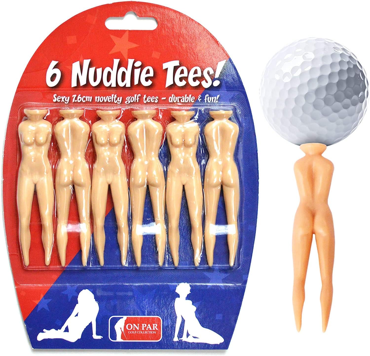 Nuddie Tees - Novelty Golf Tees, Nudie Funny Gag Novelty Present For Him For Golfers Stocking Fillers Secret Santa Gifts