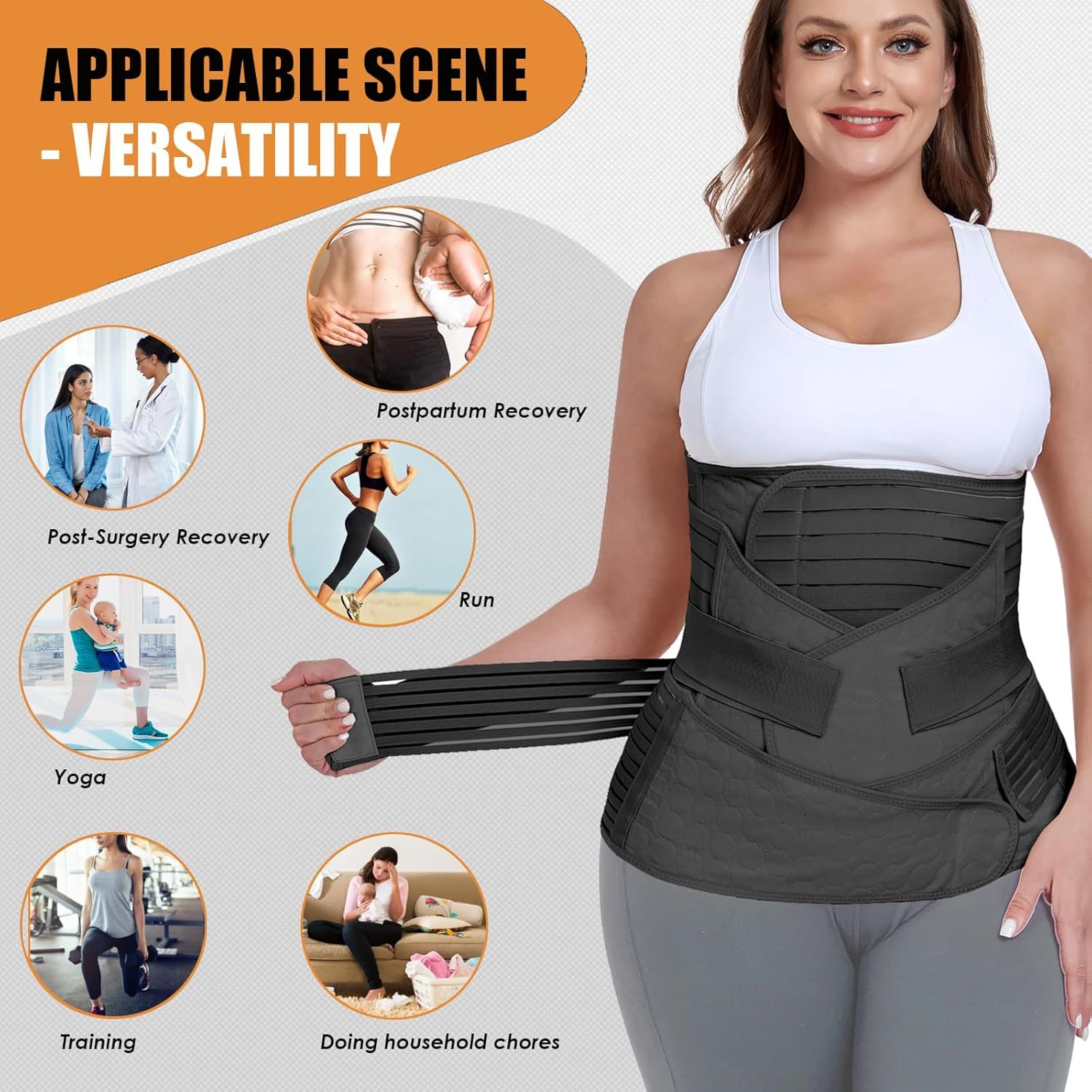 3-in-1 Post Pregnancy Abdominal Belt for Women – C-Section Abdomen Belt & Belly Wrap for After Delivery Recovery – Adjustable Postpartum Belt, Maternity Belt for Waist, Pelvis & Tummy Support (Free Size) (BLACK) - Image 5 thumbnail