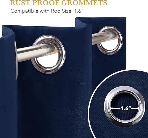 Miniatura 65 de RYB HOME Juego de 2 paneles de cortinas opacas grises de 63 pulgadas de largo, cortinas sólidas resistentes para oscurecer la habitación