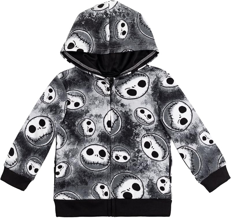 Nightmare Before Christmas Jack Skellington Boys' Fleece Zip-Up Hoodie Toddler to Big Kid
