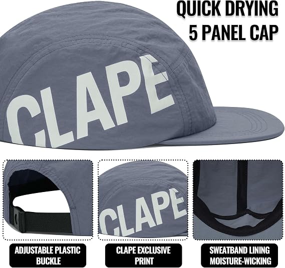 Clape 5 Panel Cap Water Resistant Quick Drying Flat Brim Baseball Hat