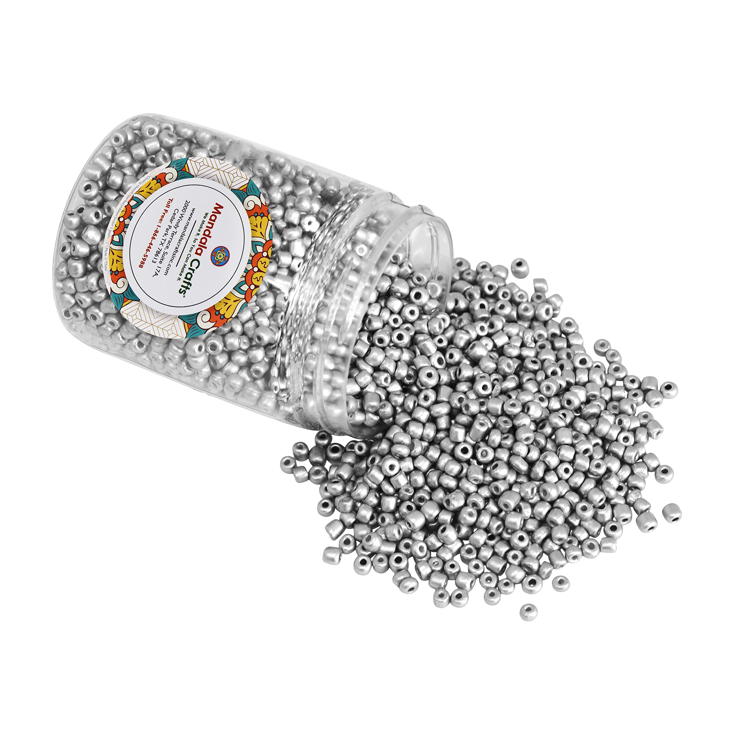 Mandala Crafts 4mm Metallic Silver Round 6/0 Glass Seed Beads for Beadwork