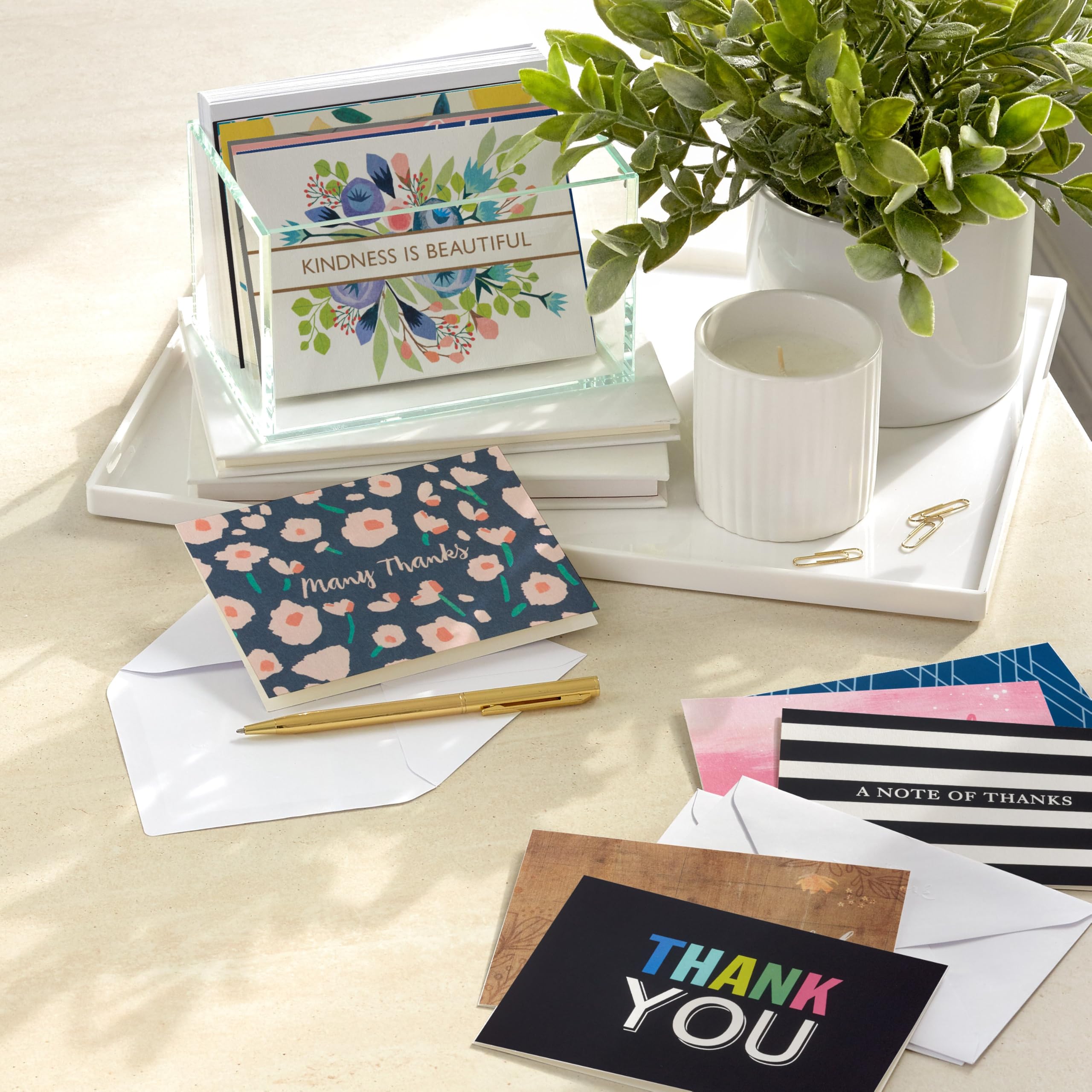 Hallmark Thank You Cards Assorted Multipack, Pack of 48, 12 Designs, Yellow, Pink, Black, White - Image 2